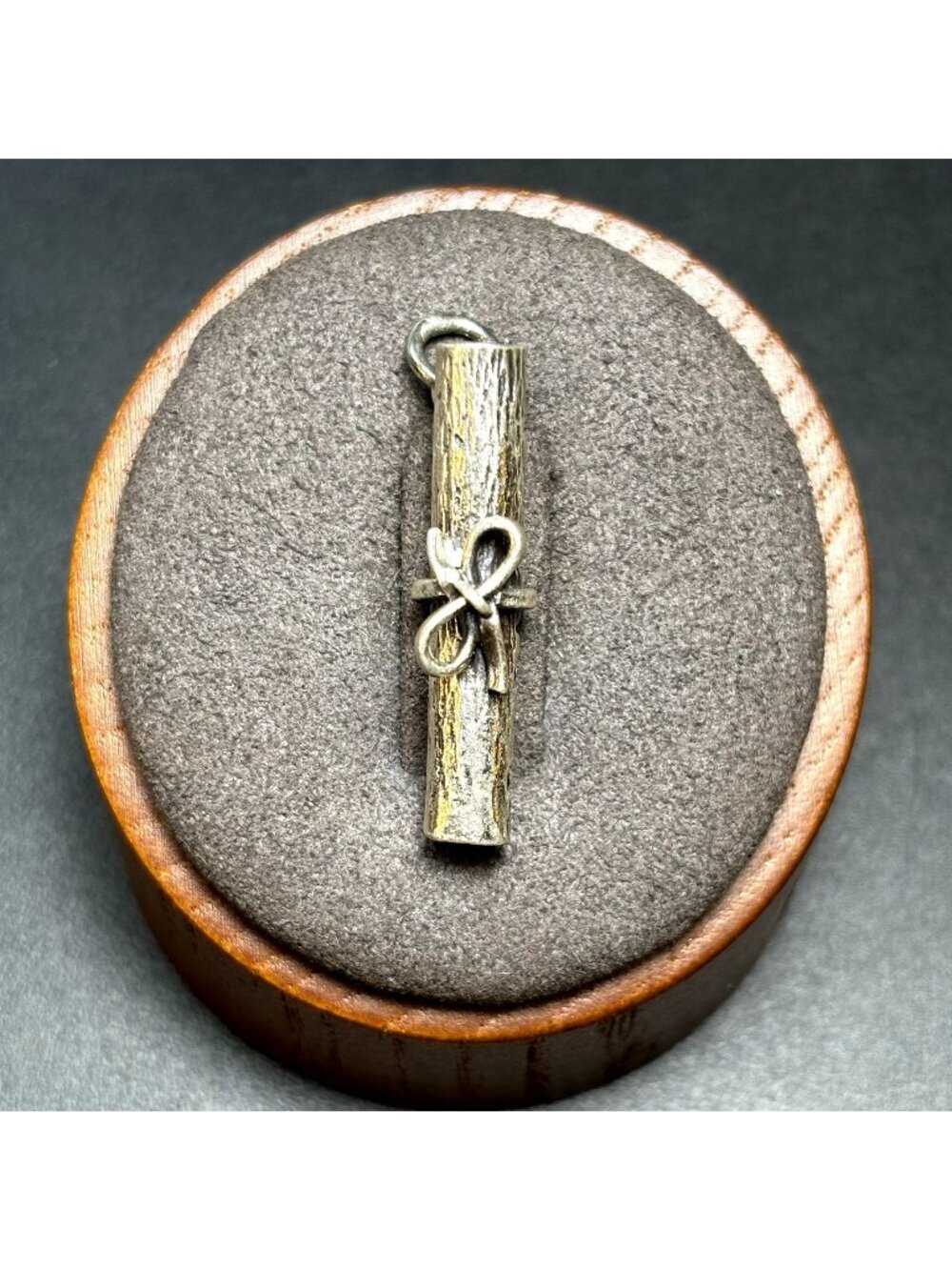 Tied Rolled Diploma Pendant VTG Solid Sterling Silver 925 Size 1'' Length